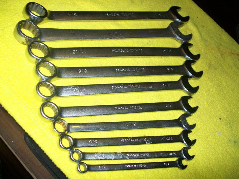 Blue-point & snap-on 1/4" thru 13/16" 12-point box open end combination wrench 