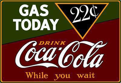 Ande rooney sign steel rectangular gas today drink coca-cola each