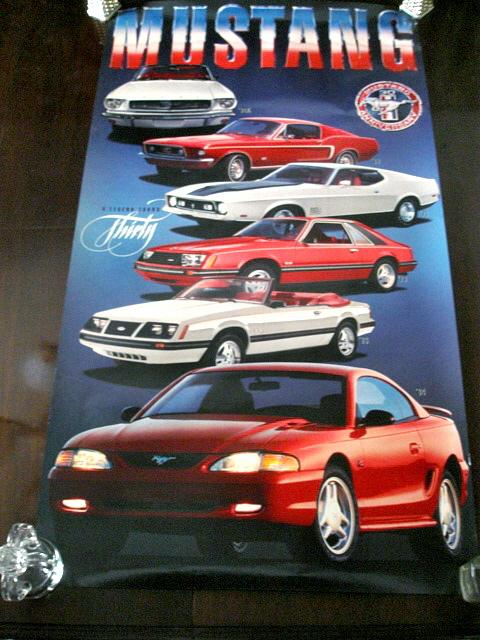 Ford mustang 30th anniversary employee promo poster with orig papers & mail tube