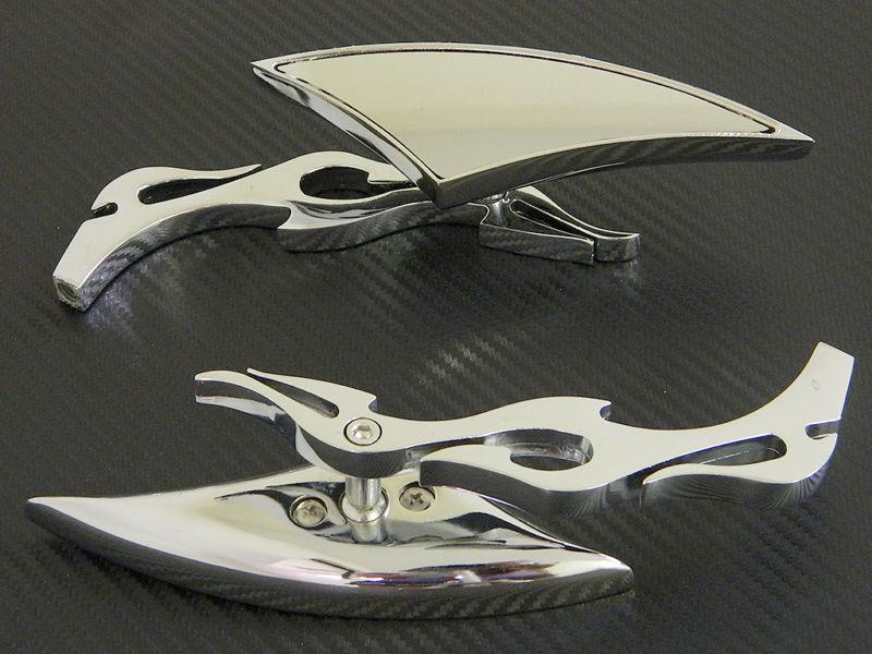 Universal chrome spear flame rearview mirrors for cruiser chopper motorcycle