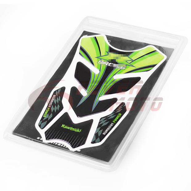 Motorcycle black green sporting 3d tank pad cool protective cover for kawasaki