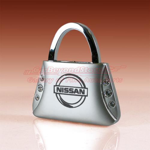 Nissan logo crystals purse shape key chain, key ring, lfi licensed + free gift