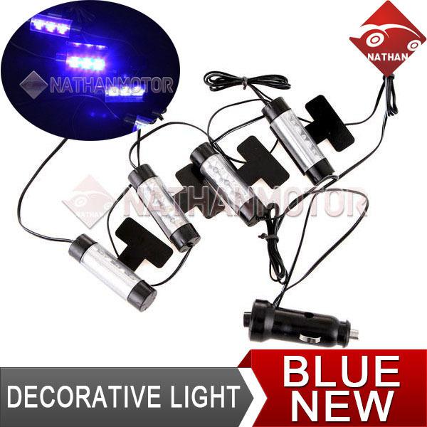 4x 3led  auto charge glow interior decorative atmosphere neon light lamp blue