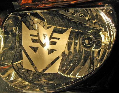 Transformers decepticon head or tail  light decal etched sticker graphic vinyl