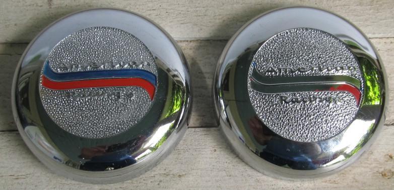 Nos 1960's 1970's  vintage american racing chrome center hub caps  red blue t1a