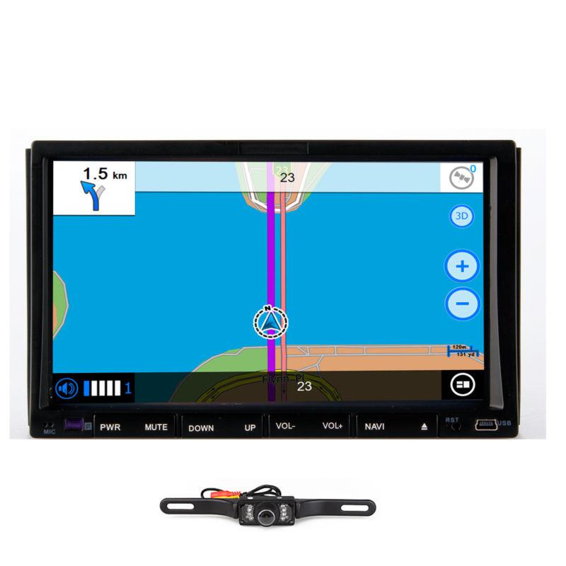 Double 2 din car dvd cd vcd fm stereo digital lcd gps nav radio+camera