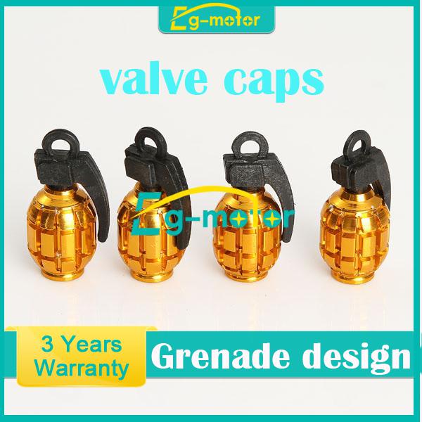 4pcs gold grenade  bike car motors motorcycle tire tyre air valve dust cap cover