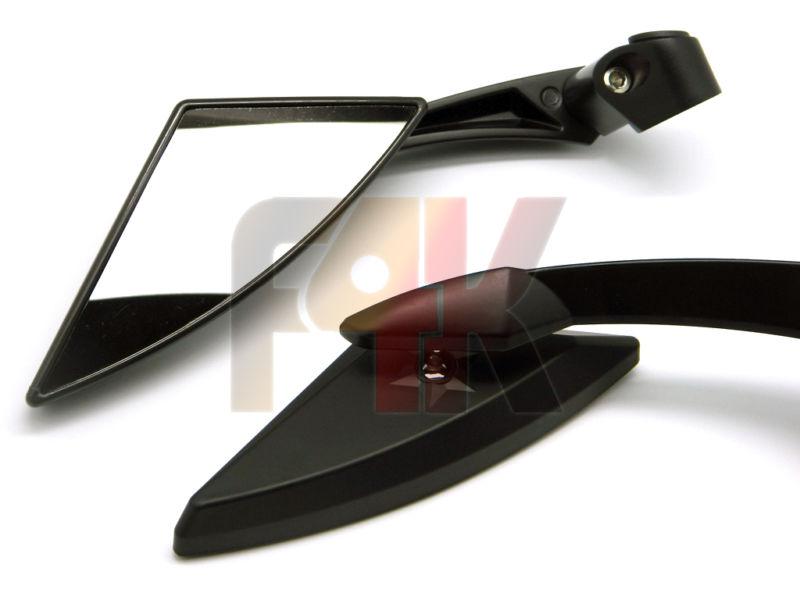 Black spear blade motorcycle cruiser chopper scooter rearview mirrors 8mm 10mm