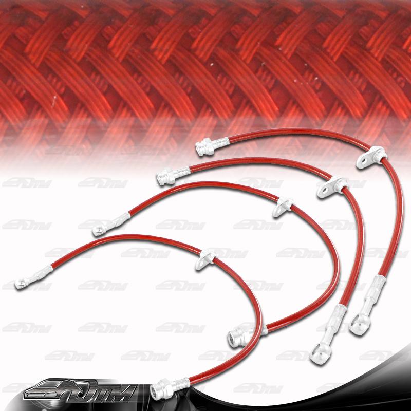 2003-2007 honda accord 2.4l 3.0l front & rear stainless steel brake line -red