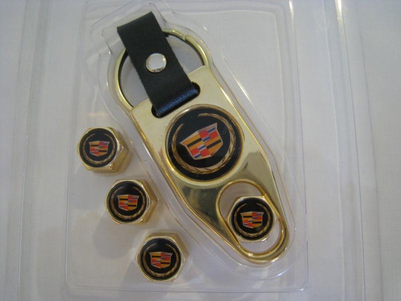 New cadillac valve stem caps & key fob chain  