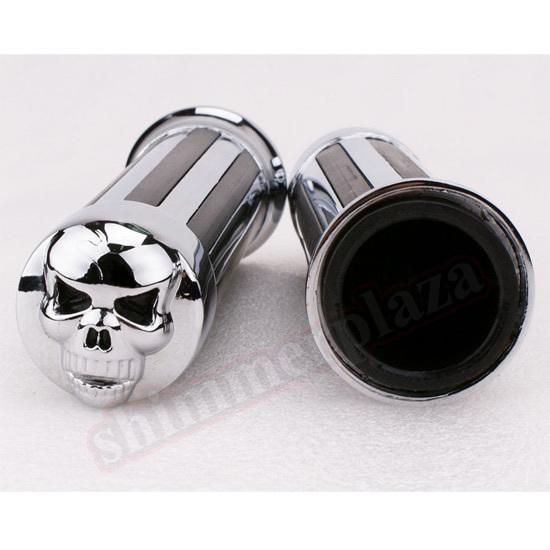 1" chrome skull handlebar hand grips for harley softail dyna sportster electra