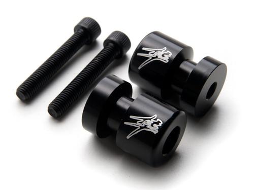 Black logo engraved swingarm spools sliders for suzuki "hayabusa" (1992-2012)