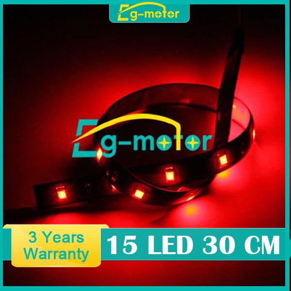 Red 30cm car auto vehicle 1210 smd 15 led waterproof flexible strip light