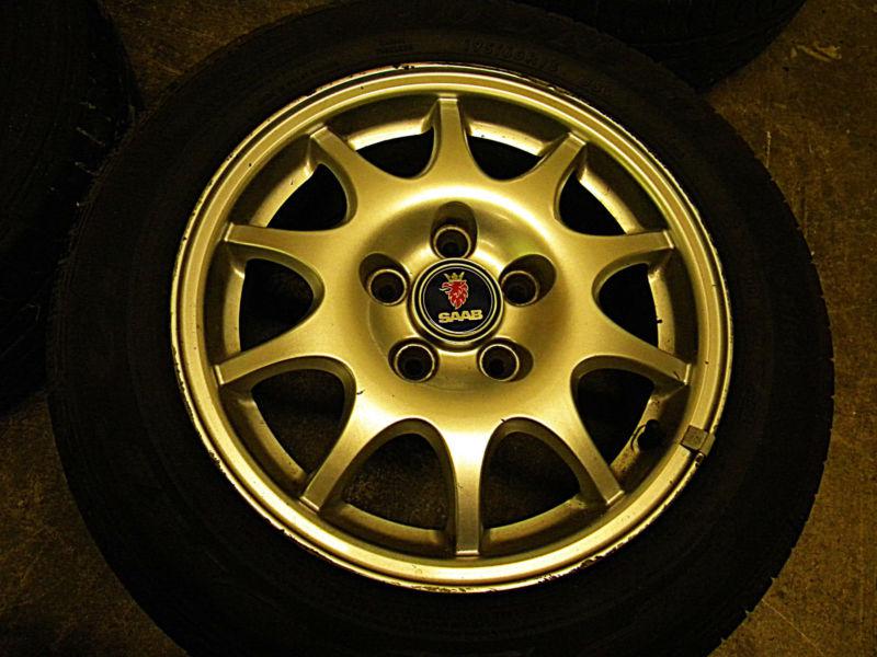 2000 saab 9-3 15" factory alloy rims and tires (set of four)