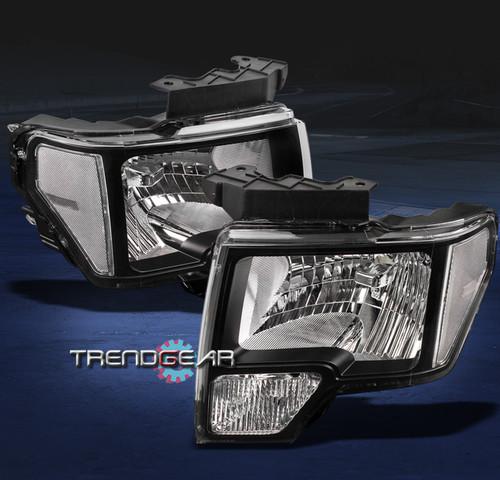 09-12 ford f-150 pickup truck crystal headlight lamp black 10 11 left+right pair