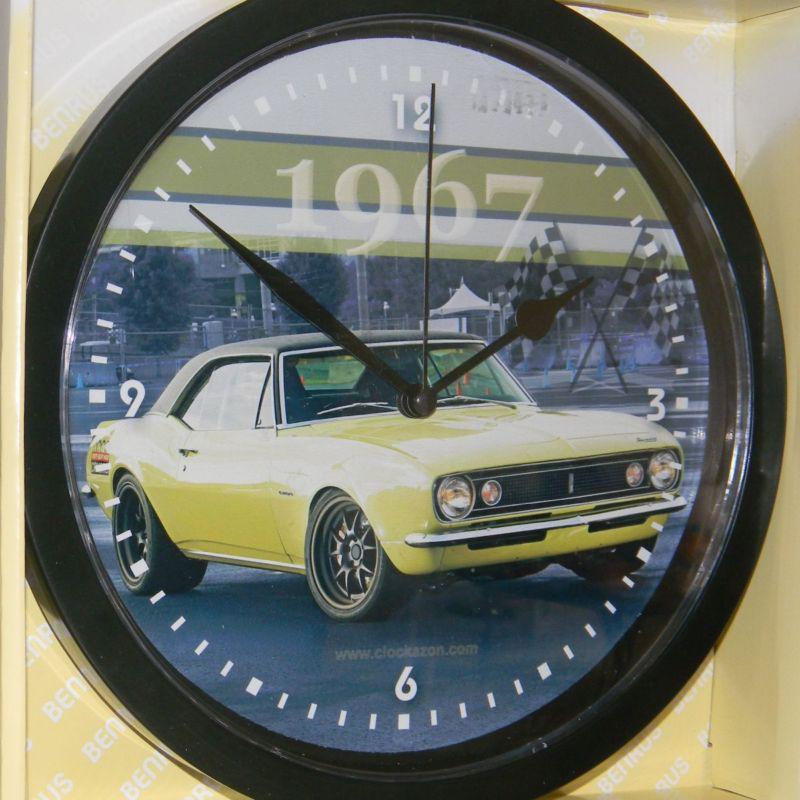 1967 chevrolet camaro decorative 10 inch wall clock - blk frame #505sd