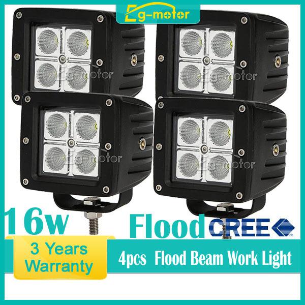 4pcs flood 1600lm cree led work light offroad lamp car truck suv 4wd 4x4 jeep