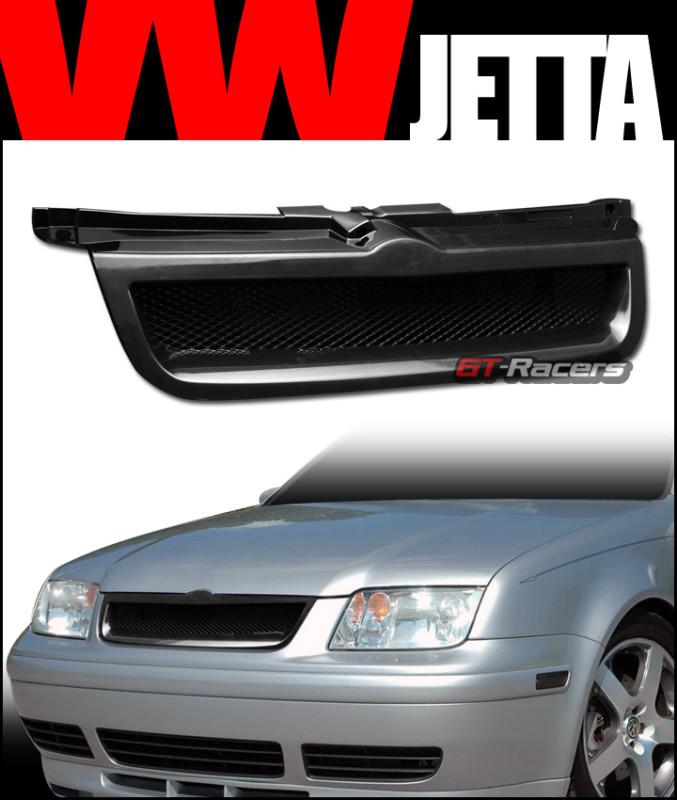 Blk aluminum mesh badgeless front hood bumper grill grille 1999-2004 jetta 4 mk4