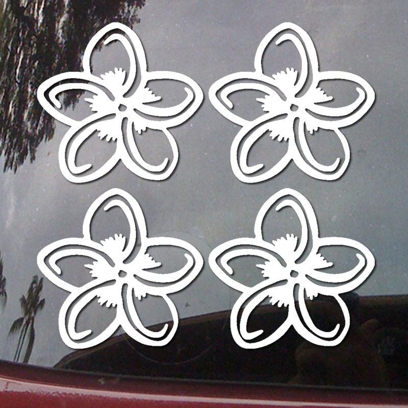 (4x) 3 inch plumeria flower hawaii car body jdm vinyl decal window sticker h64m