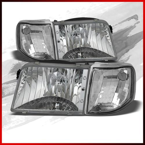 93-97 ranger chrome crystal headlights+turn signals (w/o reflector) combo set