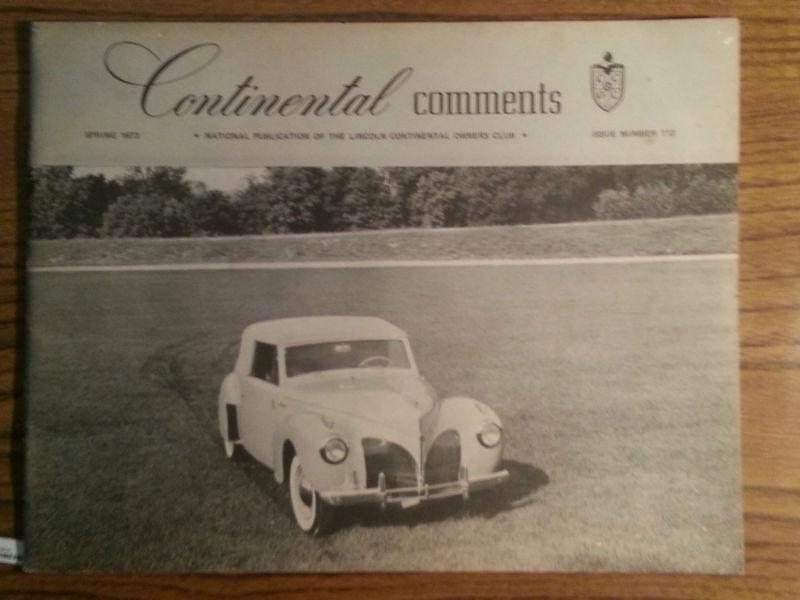 Continental comments - continental owners club - issue no. 112- spring 1973