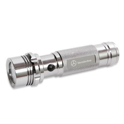 New genuine mercedes compact aluminum silver led flashlight flash light