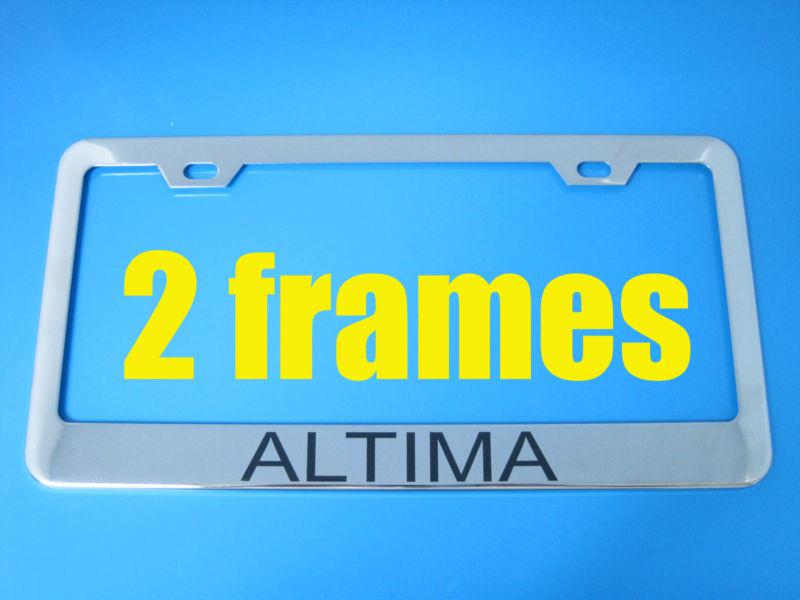 (2) nissan "altima" chrome metal license plate frame altima