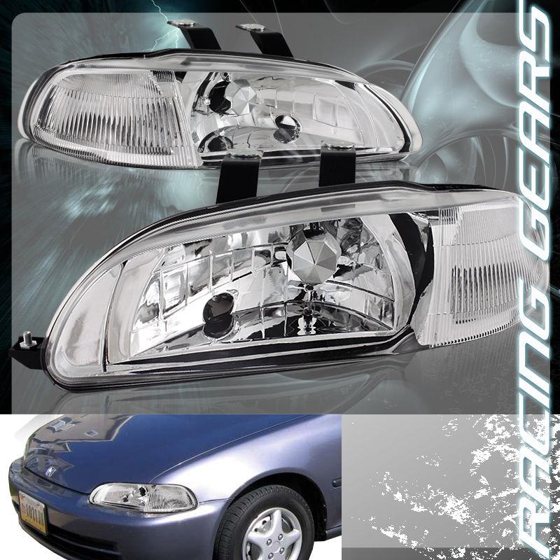 1992-1995 honda civic sedan 4 door chrome housing headlight + clear corner lamp