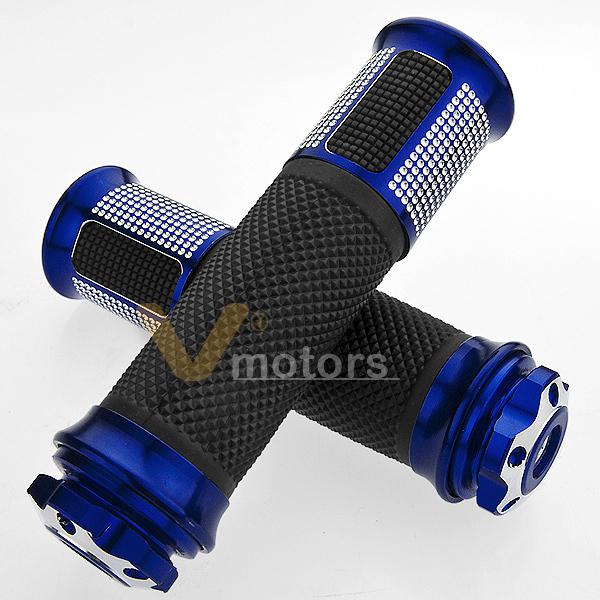 2x motorcycle dirt sport bike 7/8" handlebar bar end rubber gel hand grips blue