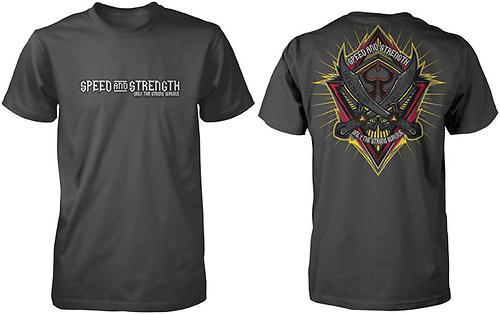 Speed & strength live by the sword adult cotton tee/t-shirt,charcoal/gray,med/md