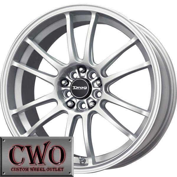 17 silver drag dr-38 wheels rims 5x100/5x114.3 5 lug civic mazda 3 6 wrx accord