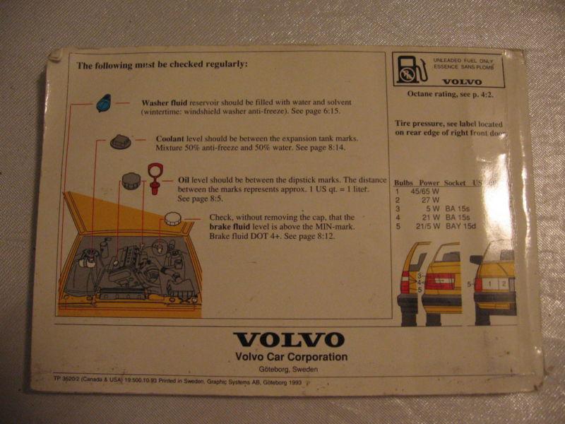 1994 volvo 940 owner's manual