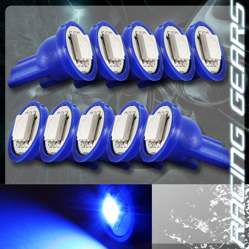 10x blue smd led t10 wedge interior instrument panel gauge license light bulbs