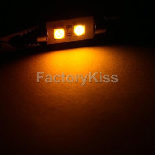 Fk canbus error-free 39mm 2-smd led car festoon amber light bulbs #396