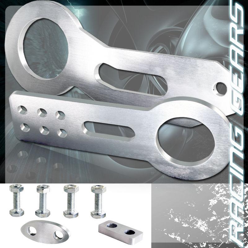 Acura honda jdm front & rear cnc billet aluminum anodized chrome tow hook kit