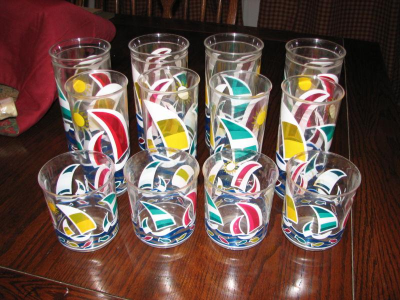 12 nautical culver low high ball tumbler non-slip plastic glass set free ship