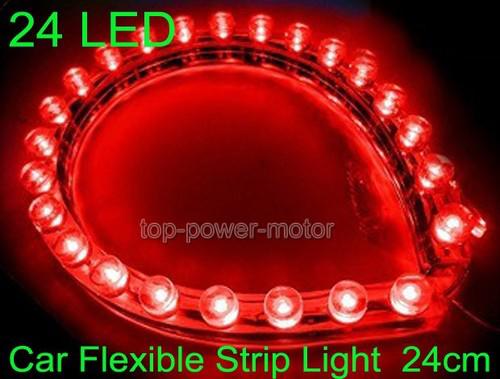 Car 24 led flexible strip red lamp bulbs waterproof 12v 24cm neon new 019-3