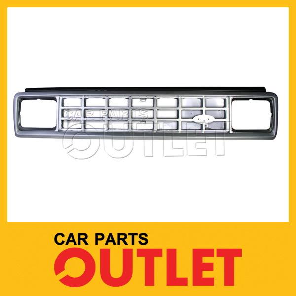 1983-1988 ford ranger grille argent silver frame 1pc plastic 1984-1988 bronco ii