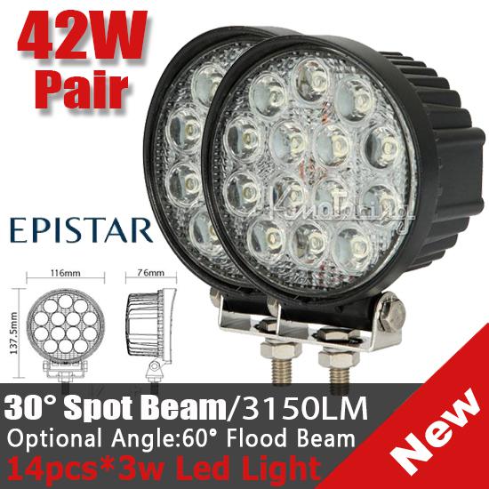 2x 42w spot/flood beam led work light lamp atv cab wagon suv utb 4wd 4x4 3150lm