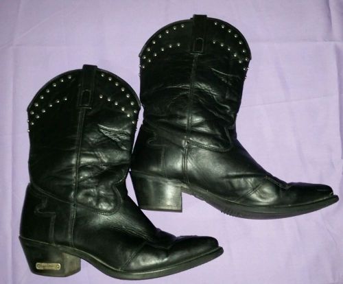 Women&#039;s harley davidson riding boots western cowboy motorcycle boots size 8 m