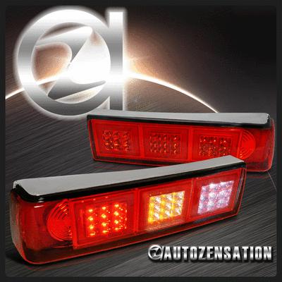 87-93 ford mustang gt lx red lens led tail lights rear brake lamp pair