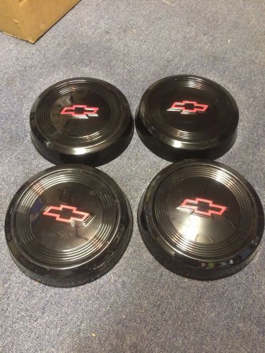 Black powdercoated gm steelies steel wheel dog dish hubcaps