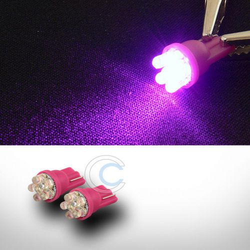 2x pink t10 wedge 6 count led light bulb lamps car interior/glove box/dome/map