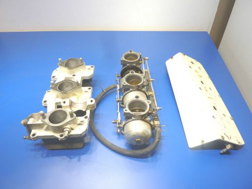 Chrysler 85 hp outboard 3 carbs,intake manifold &amp; cover,used,for parts or repair