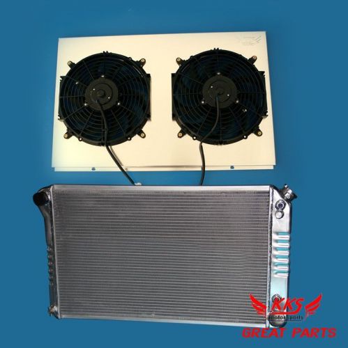 Kks aluminum radiator &amp; fan shroud w/ 12&#034; fans 67-72 chevy/ gmc c/k series truck