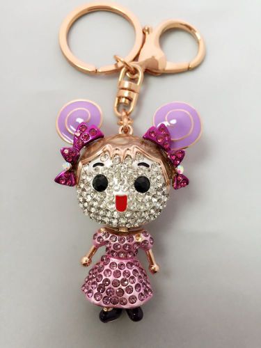 Brass plated crystal doll keychain