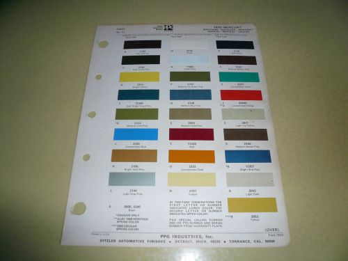 1970 mercury ditzler ppg color chip paint sample - comet cougar montego capri