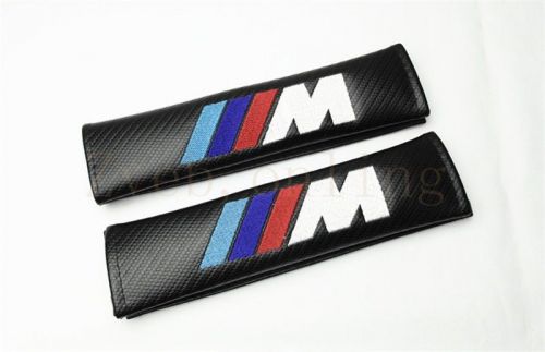 2pcs ///m car seat modified parts carbon fiber seat belt shoulder pads cushion