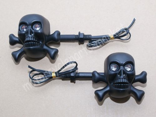 Black skull motorcycle led turn signal lights for harley custom crusier chopper