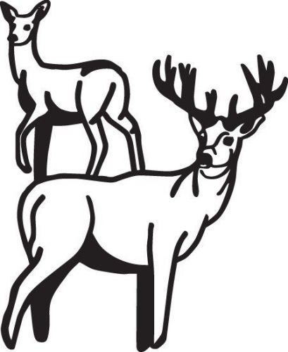 Hunting deer vinyl die cut window decal, white decal, 8&#034; x 9&#034;, b